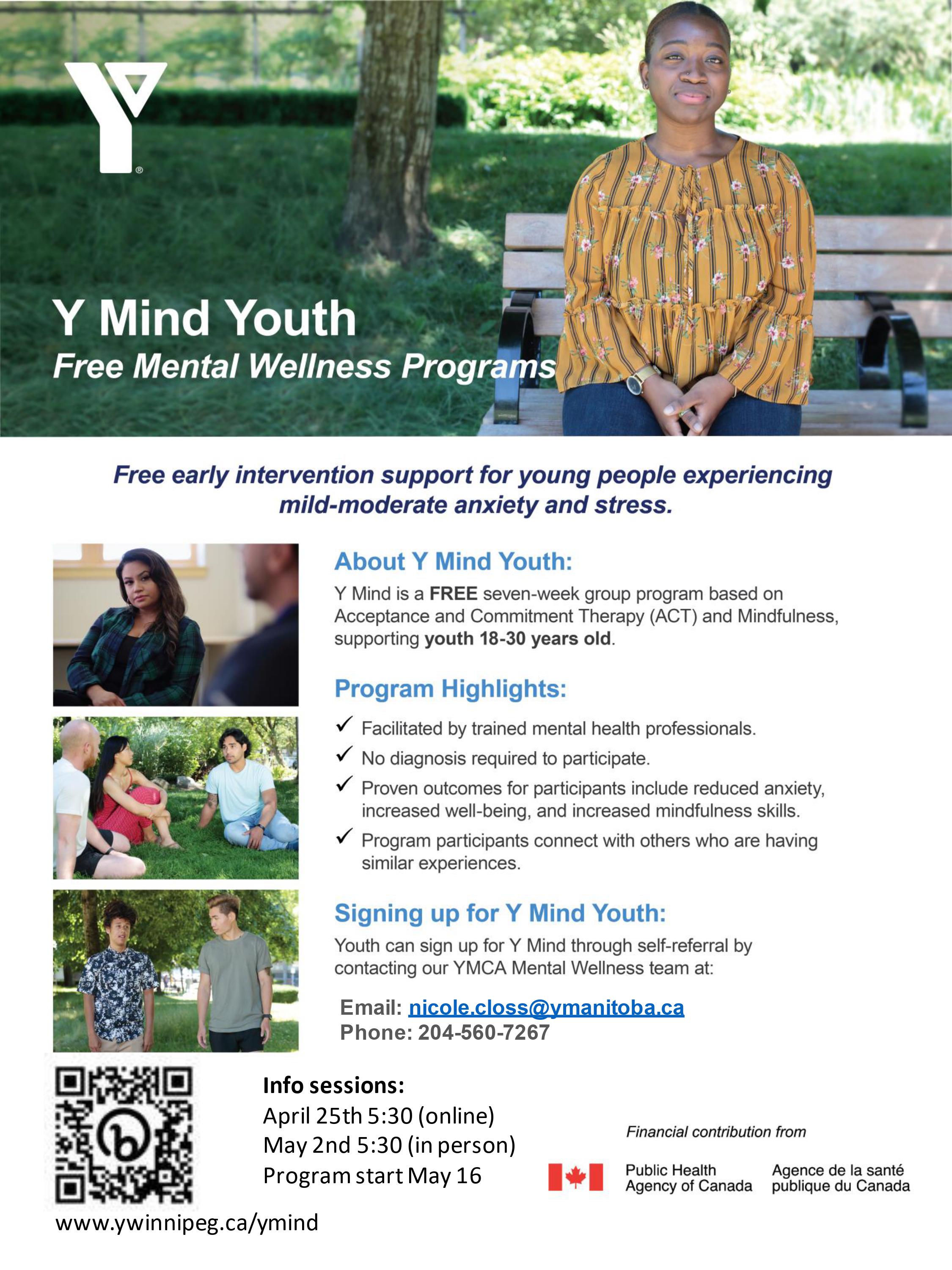 Y Mind Youth Free Mental Wellness Programs Poster